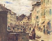 Albert Anker Market in Murten (nn02) oil painting reproduction